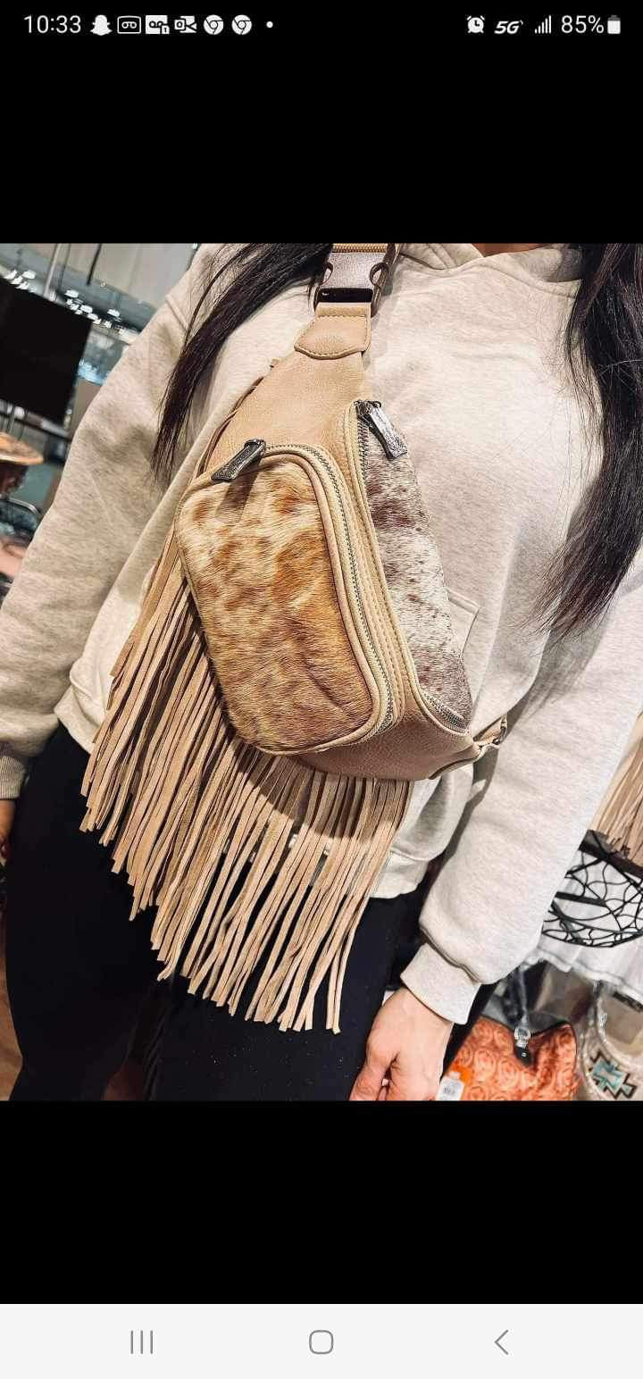Cream Fringe Crossbody