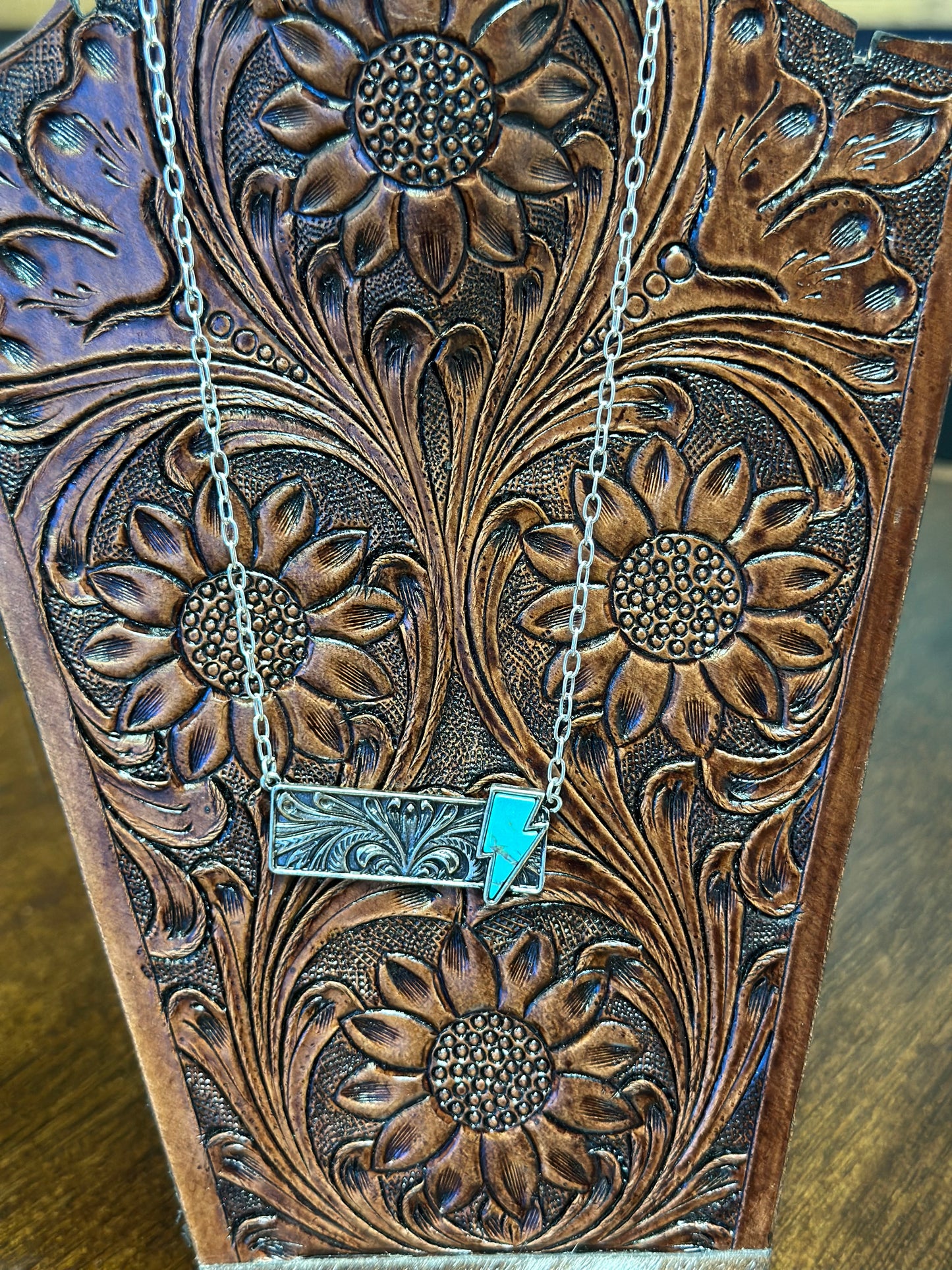 Turquoise Lightening Bolt Necklace