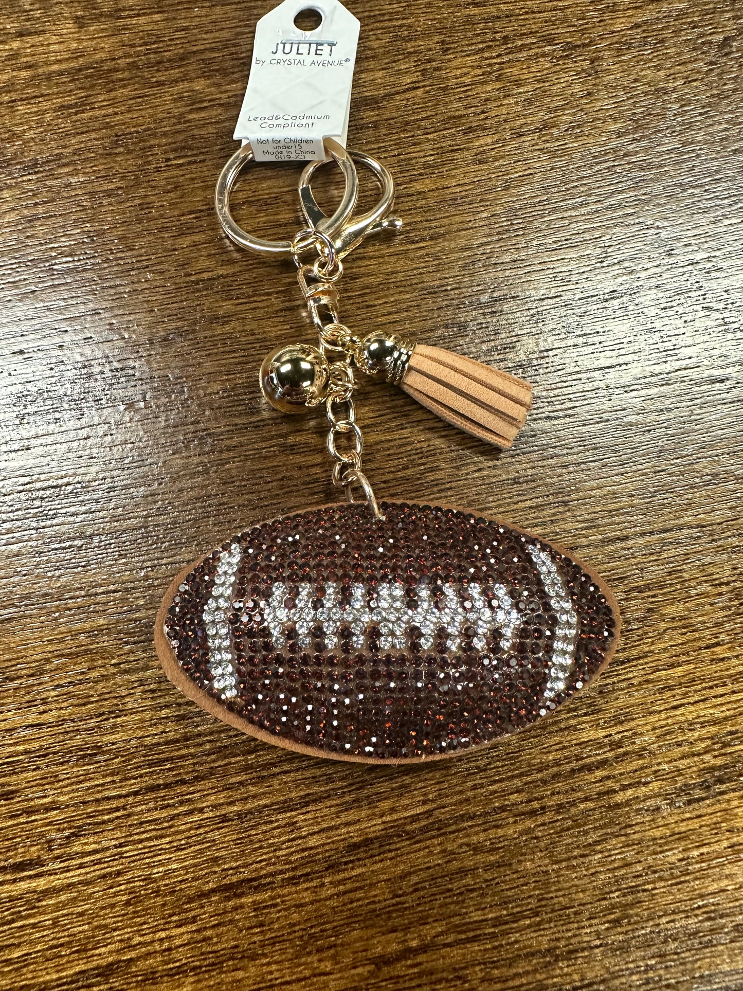 Rhinestone Football Keychain