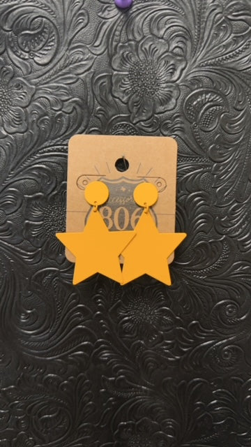 Mustard Yellow Star Earrings