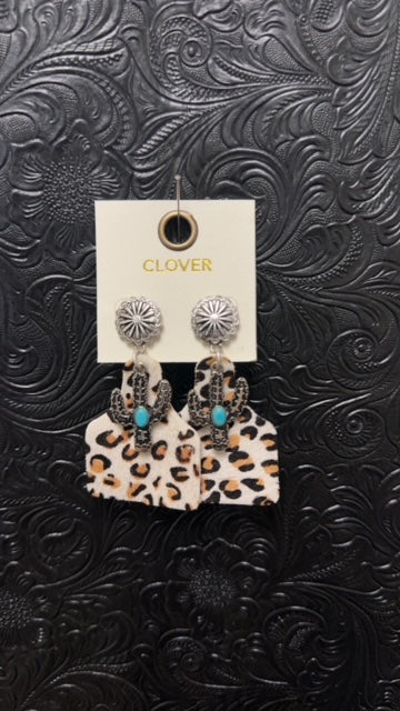 Cactus Cow Tag Earrings