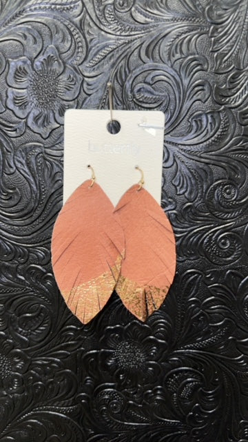 Brown/Gold Feathered Earrings