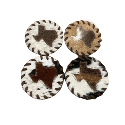 Cowhide Coasters - Solid Set of Four