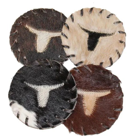 Cowhide Leather Coaster Set (4)