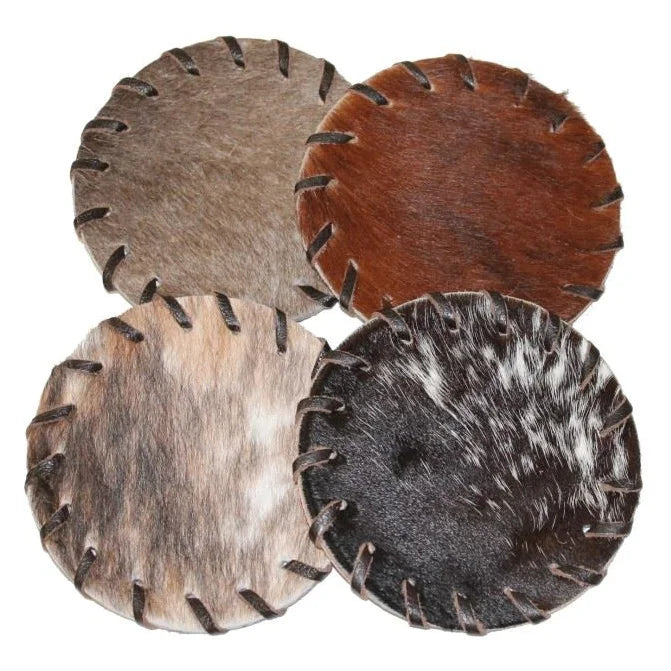Cowhide Leather Coaster Set (4)