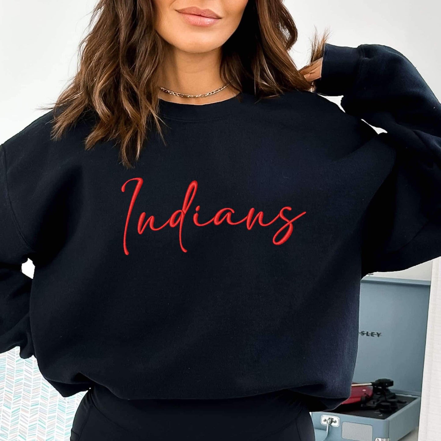 Cursive Writing Embroidered Crewneck