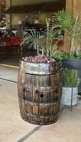 Whiskey Barrel Standing Fire Pit