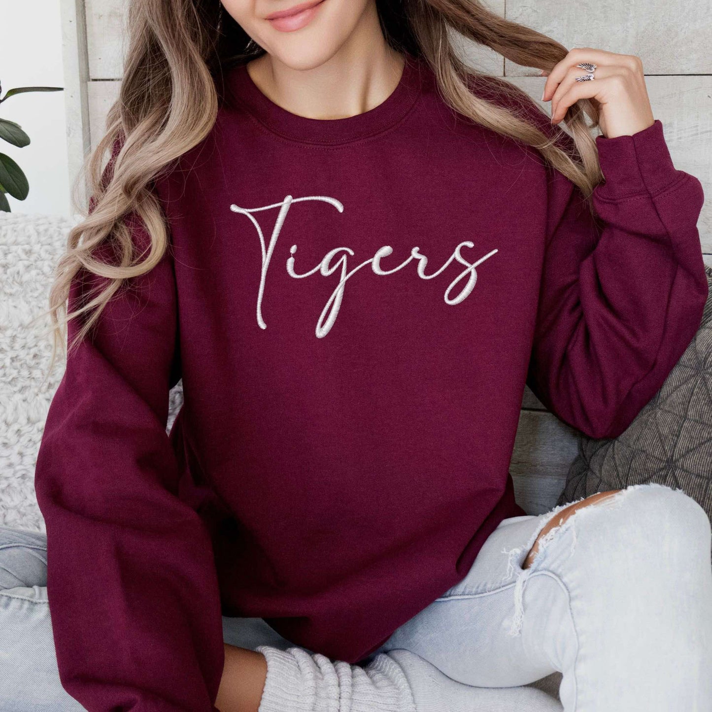 Cursive Writing Embroidered Crewneck